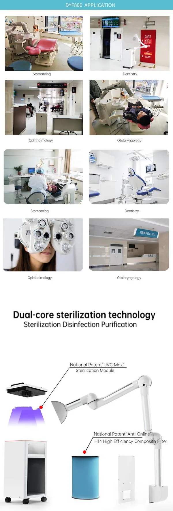 China Good Quality Hospital Stomatology Dentistry Oral Ophthalmology Otolaryngology Specialized Avoiding Cross Infection UVC-LED Air Sterilizer