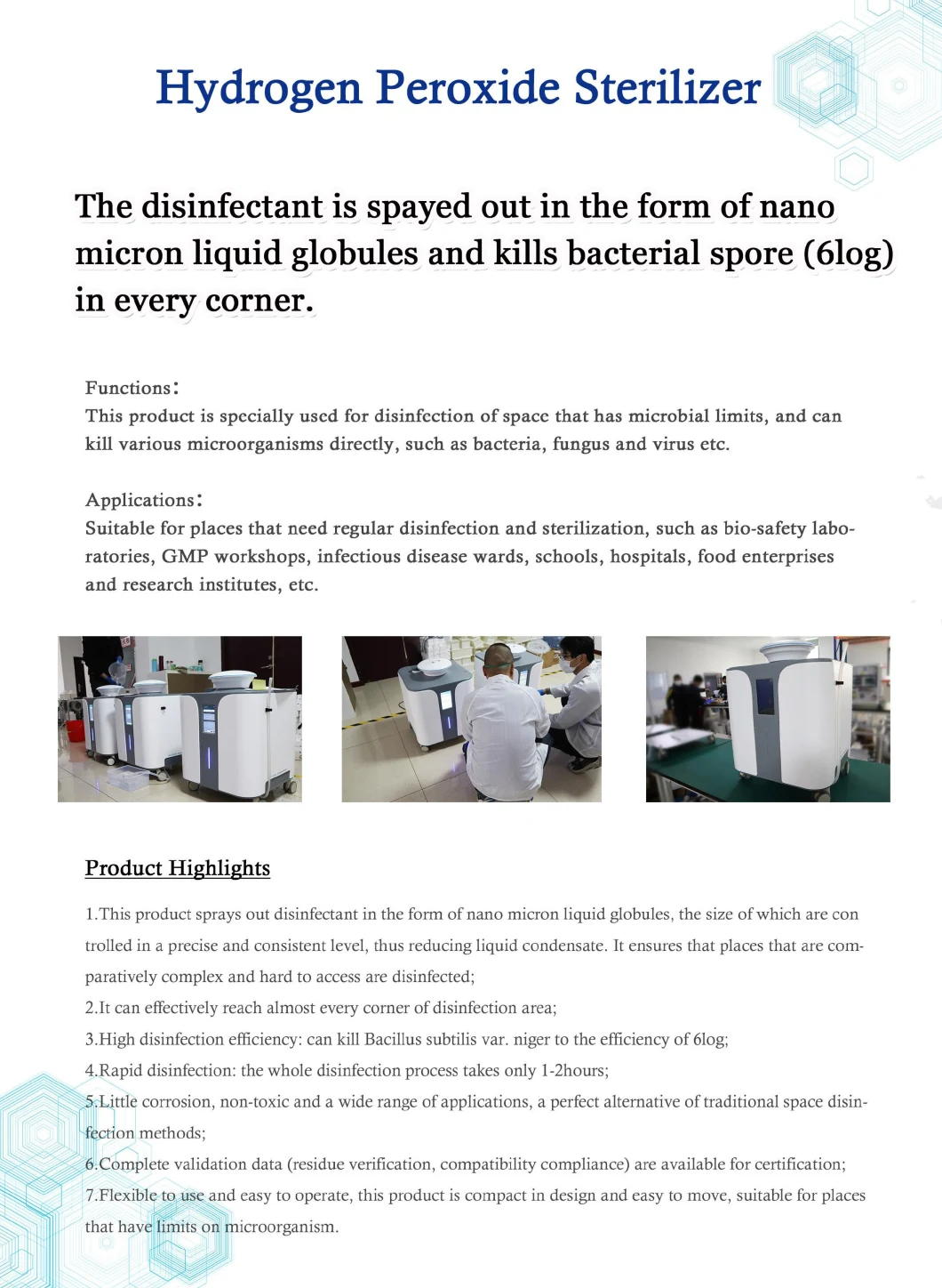 Hydrogen Peroxide Plasma Air Sterilizer for Hospital